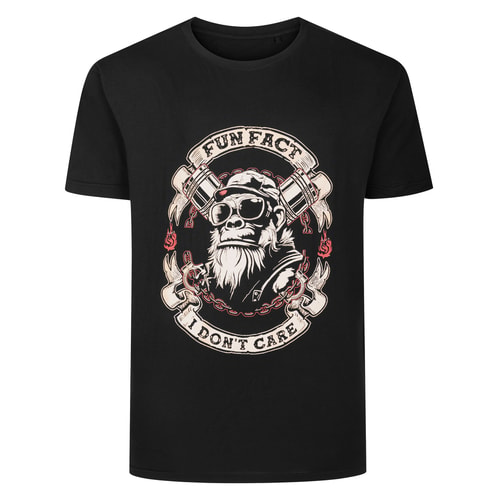 Bigdude T-Shirt mit lustigem Faktenprint, Schwarz, Größe L