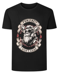 Bigdude T-Shirt mit lustigem Faktenprint, Schwarz, Größe L