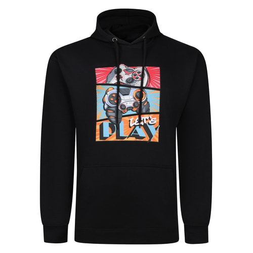 Schwarzer Hoodie mit Bigdude-Gamecontroller-Print