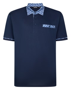 Bigdude Jersey-Polohemd mit Kontrastdruck, Marineblau