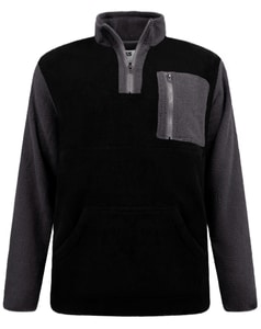 D555 DALY 1/4 Zip Neck Bonded Fleece Sweatshirt Black Grey
