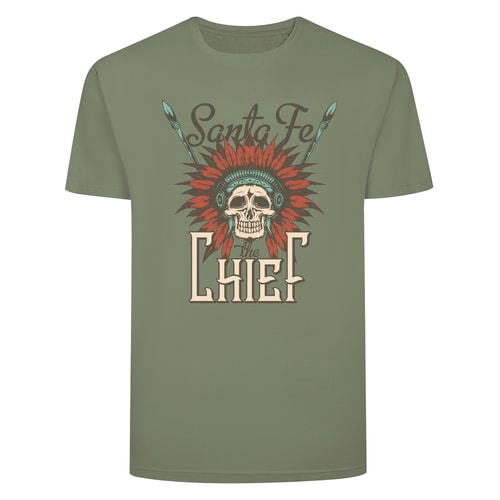 Bigdude Chief Print T-Shirt Salbeigrün