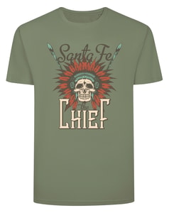 Bigdude Chief Print T-Shirt Salbeigrün