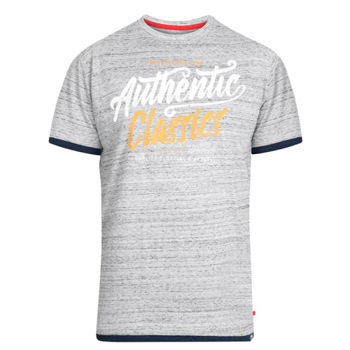 D555 Authentic Classics Print T-Shirt Grau/Blau 