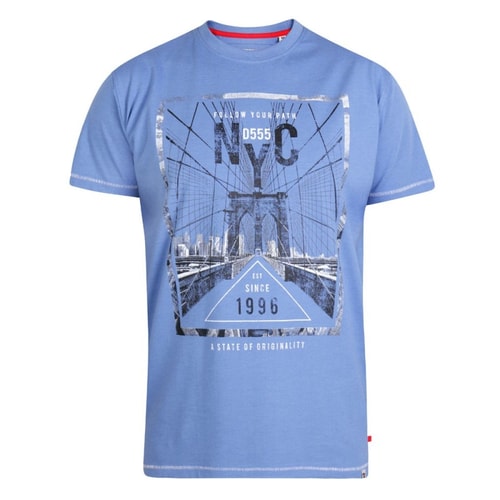 D555 T-Shirt Monty NYC Print Blau