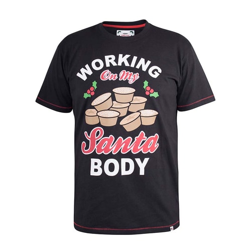 D555 Holly T-Shirt mit Weihnachtsmotiv Schwarz