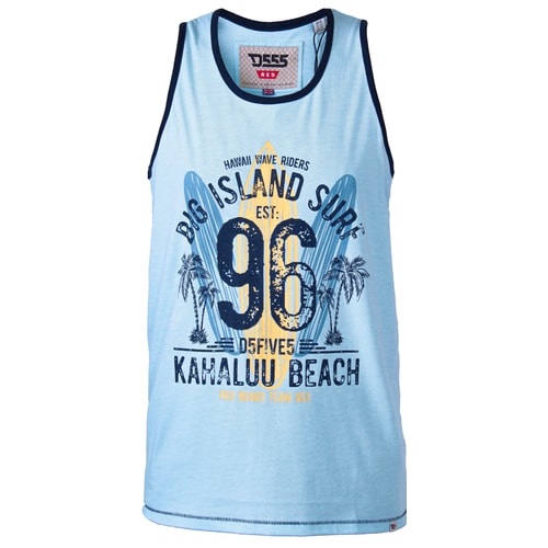 D555 Wirral Hawaii Surf Print Tank Top Blau