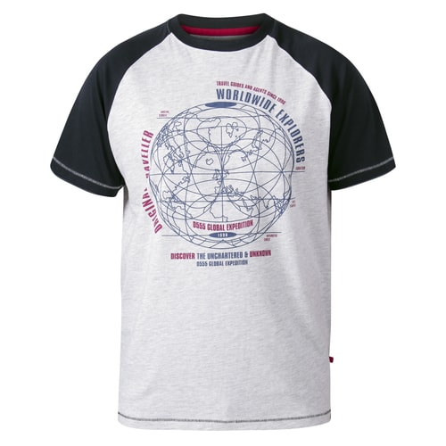 D555 Obama Worldwide Explorers Print T-Shirt Weiß/Marineblau