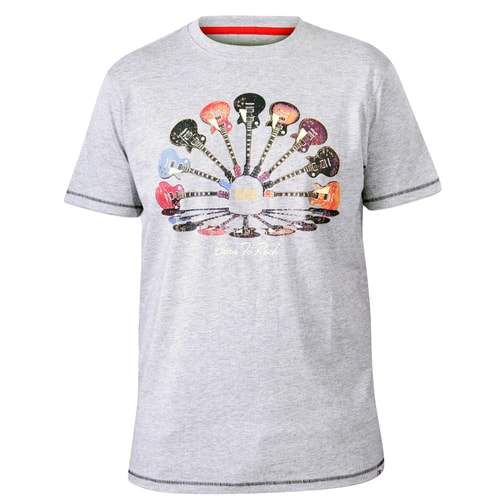 D555 Gillard Gitarren Print T-Shirt Grau