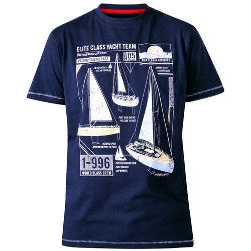 D555 Neville Yacht Print T-Shirt Blau