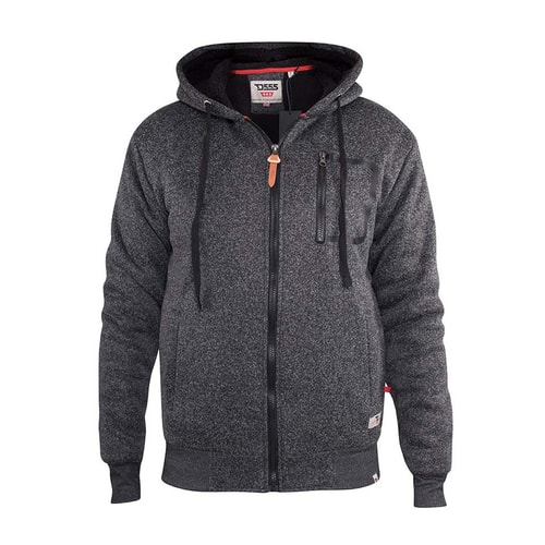 D555 Lakewood Reißverschluss Kapuzenpullover mit Sherpa Futter Schwarz