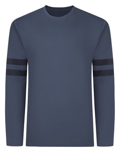 Bigdude Langarm-T-Shirt mit doppeltem Armstreifen, Staubblau