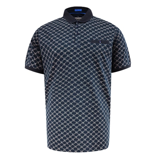 D555 Saunders Jacquard AOP Polo Navy