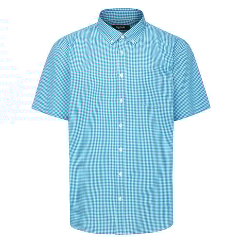 Bigdude Button-Down-Kurzarmhemd mit Vichy-Karo, blau