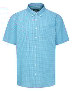 Bigdude Button-Down-Kurzarmhemd mit Vichy-Karo, blau