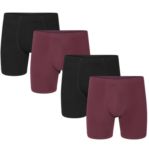 Bigdude 4er-Pack Baumwoll-Badehosen, bordeauxrot/schwarz