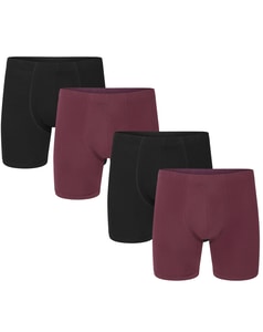 Bigdude 4er-Pack Baumwoll-Badehosen, bordeauxrot/schwarz