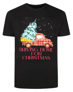 Bigdude-T-Shirt mit Weihnachtsmotiv, schwarz