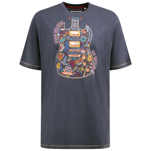 D555 Stockport T-Shirt mit mehrfarbigem Gitarren-Print, Denim