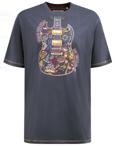 D555 Stockport T-Shirt mit mehrfarbigem Gitarren-Print, Denim