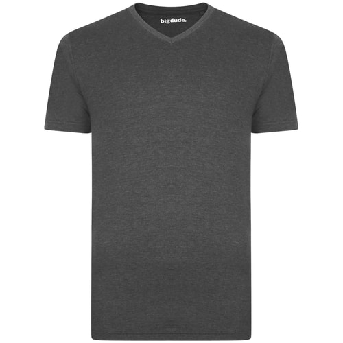 Bigdude T-Shirt V-Ausschnitt Grau 