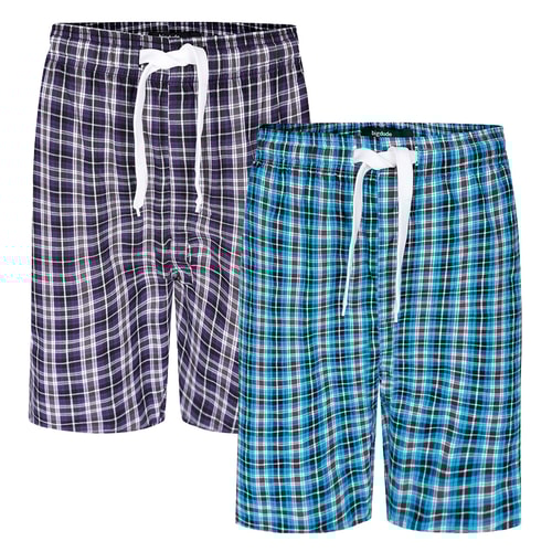 Bigdude Doppelpack gewebte Pyjama-Shorts Blau