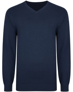 Bigdude Strickpullover mit V-Ausschnitt Marineblau