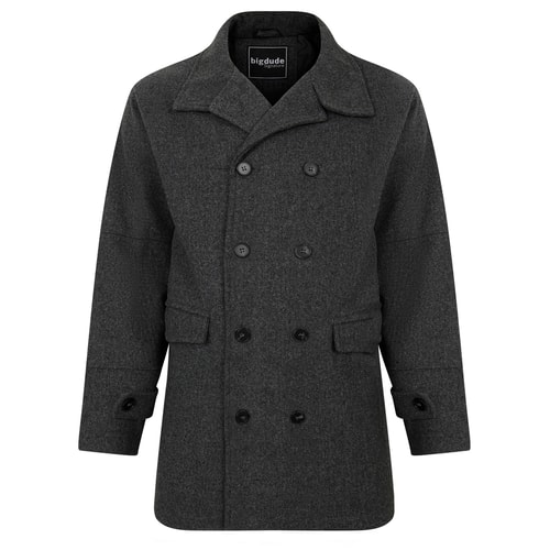 Bigdude Zweireihiger Mantel Grau