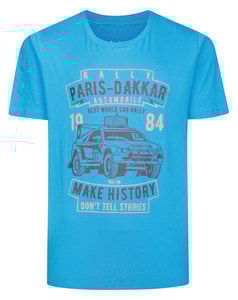 Bigdude Paris Dakkar Rallye-Print T-Shirt Hellblau Größe L