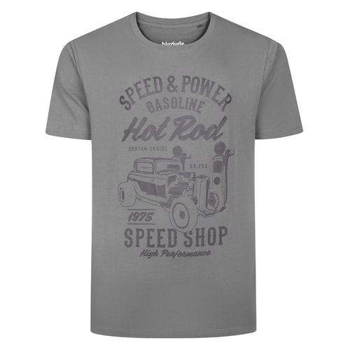 Bigdude Speed Shop Print T-Shirt Hellgrau Groß