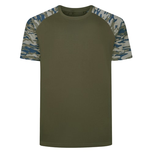 Bigdude Raglan-T-Shirt mit Camouflage-Muster, Khaki