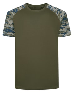 Bigdude Raglan-T-Shirt mit Camouflage-Muster, Khaki