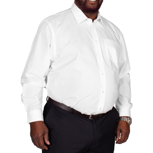 Bigdude klassisches Popeline Hemd Weiß Tall Fit 
