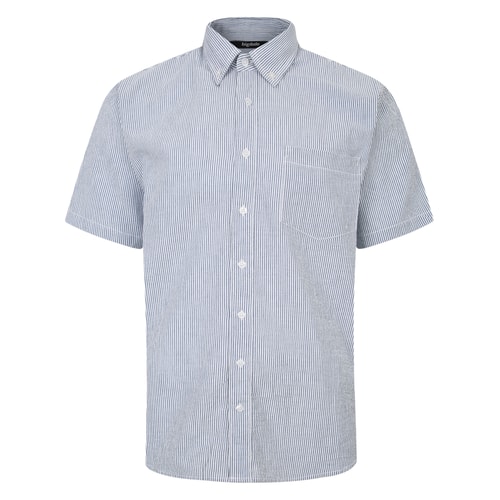 Bigdude Leichtes Sommer-Kurzarm-Streifenhemd, Marineblau, groß
