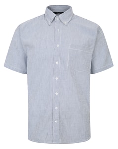 Bigdude Leichtes Sommer-Kurzarm-Streifenhemd, Marineblau, groß