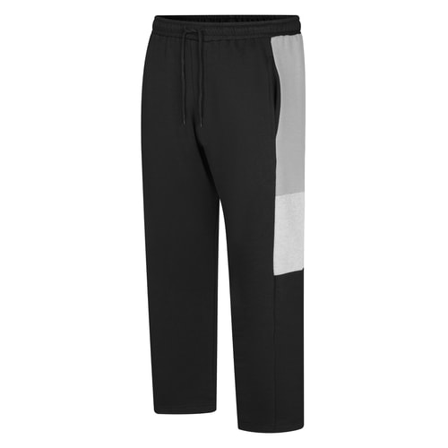 Bigdude Jogginghose mit offenem Saum und Farbblockmuster, Schwarz