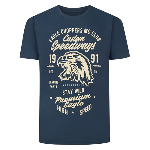 Bigdude Eagle Choppers Print T-Shirt Marineblau