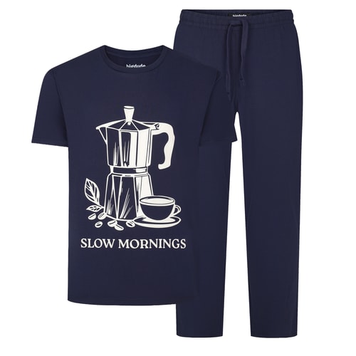 Bigdude Pyjama-Set „Slow Mornings“ Marineblau