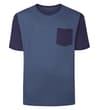 KontrasttaschenTShirt, Staubblau/Marineblau