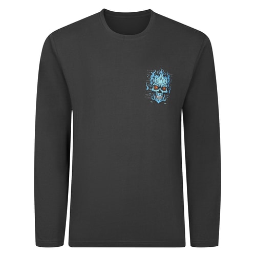 Bigdude T-Shirt mit flammendem Totenkopf-Brustprint, Anthrazit