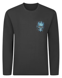 Bigdude T-Shirt mit flammendem Totenkopf-Brustprint, Anthrazit