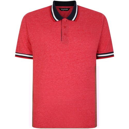 Bigdude Zweifarbiges Kontrast-Poloshirt Rot