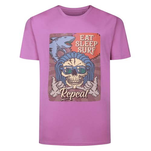 Bigdude Eat Sleep Surf Repeat Print T-Shirt Dusted Grape