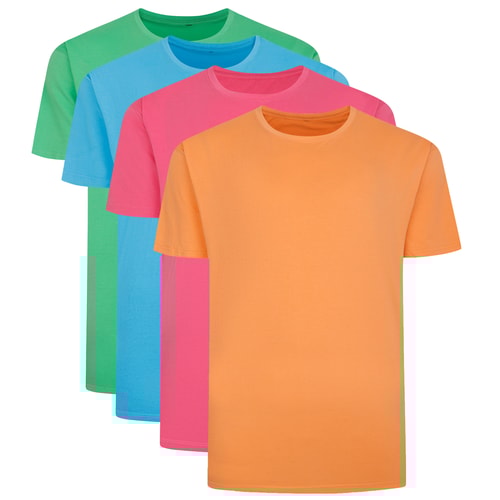 Bigdude – 4er-Pack schlichte T-Shirts, mehrfarbig, groß