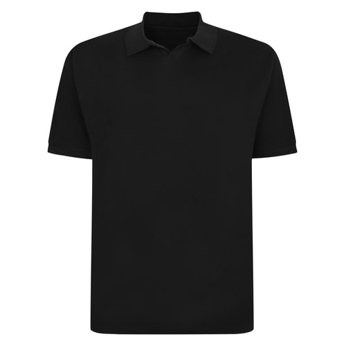 Bigdude – Weiches Jersey-Poloshirt mit kubanischem Kragen, Schwarz