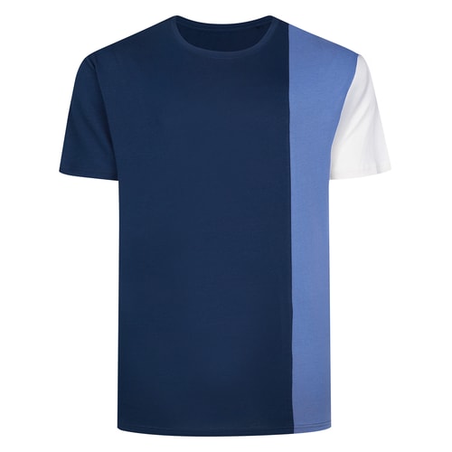 Bigdude Vertikales Farbblock-T-Shirt Marineblau/Blau