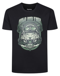 Bigdude Wild And Free Print T-Shirt Schwarz Größe L