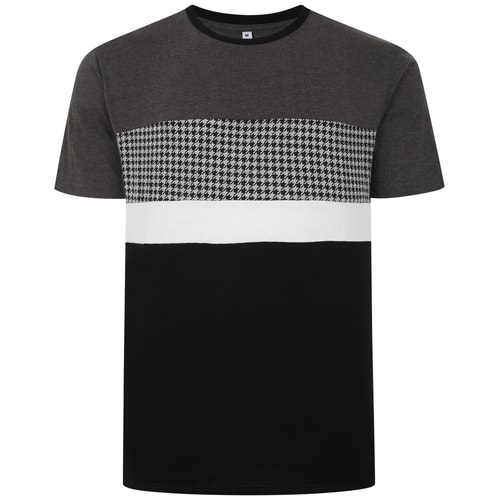 Bigdude Hounds Tooth Cut & Sew T-Shirt Anthrazit, groß