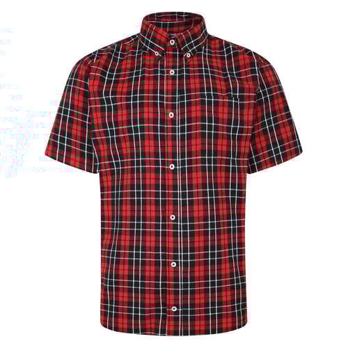 Bigdude Button-Down-Kurzarm-Karohemd Rot