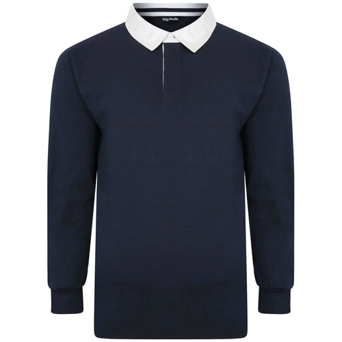 Bigdude Rugby Style Langarm Poloshirt Marineblau 